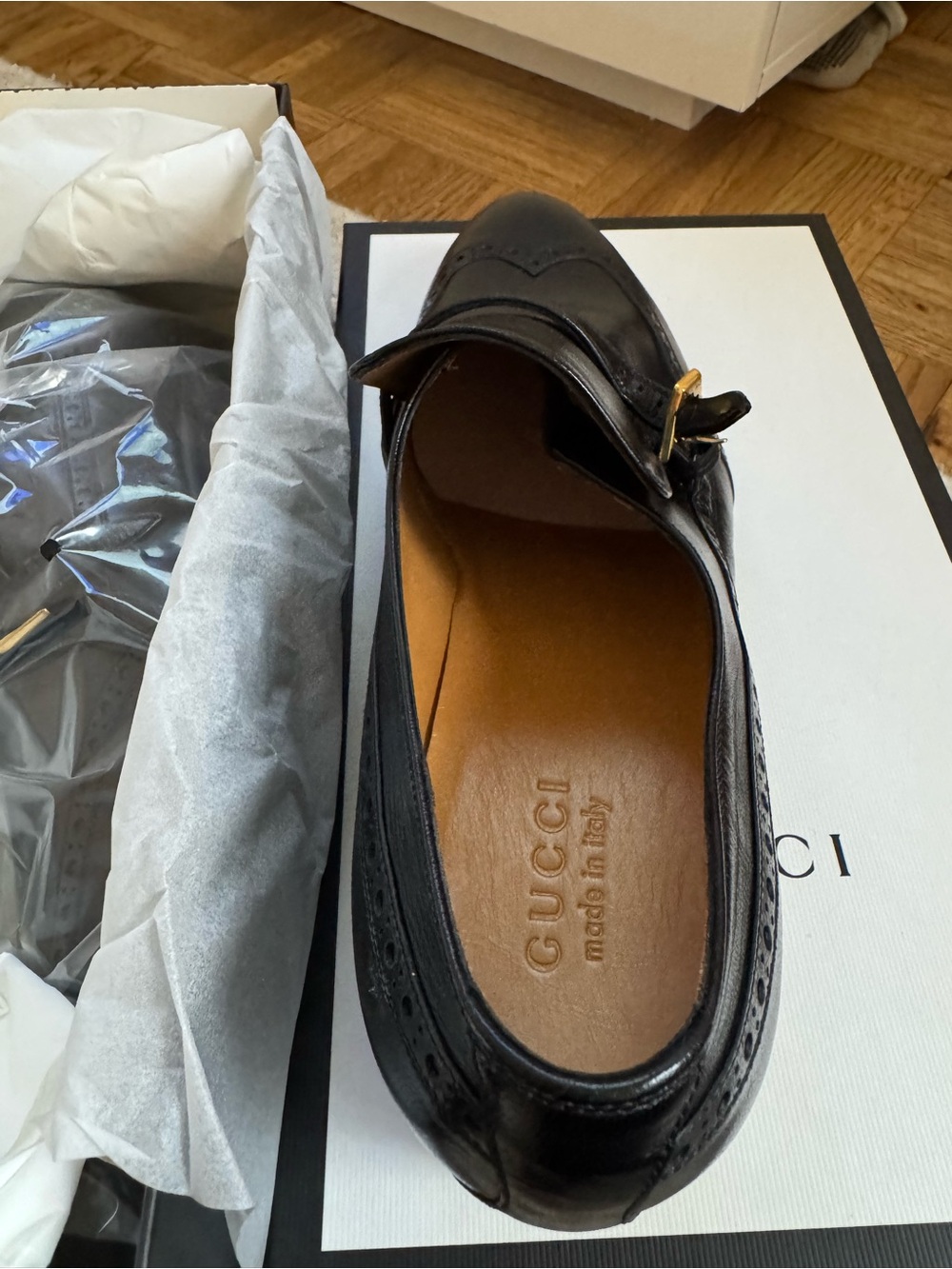 Gucci NEW in box black leather men’s shoe Size 12 - Picture 4 of 6